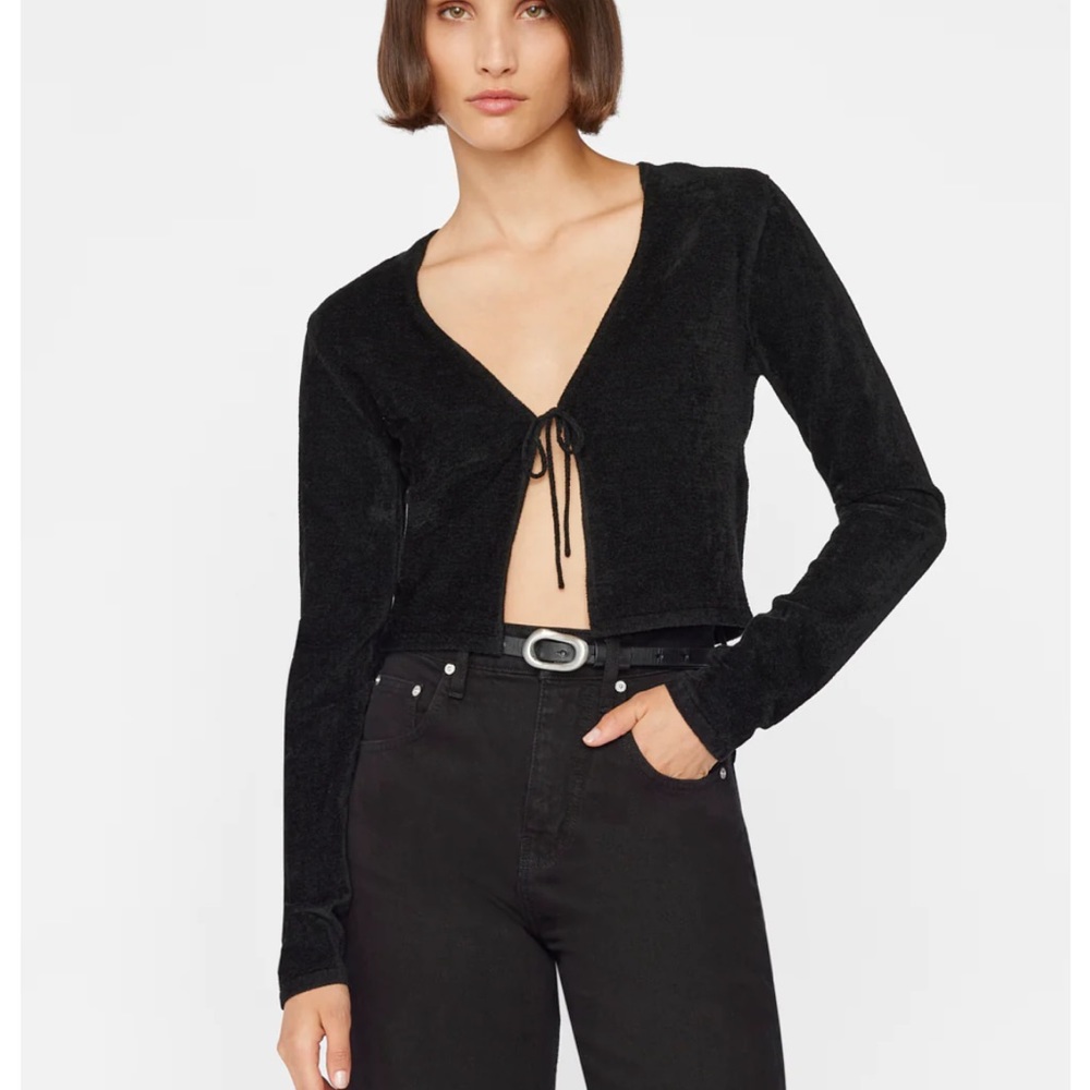 Frame velvet tie top noir black